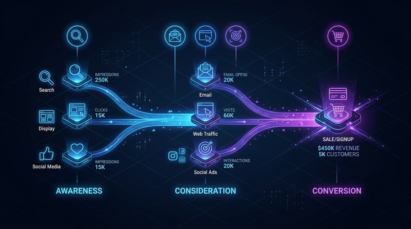 Multi-touch attribution model: mapping customer journeys from awareness to conversion across every channel