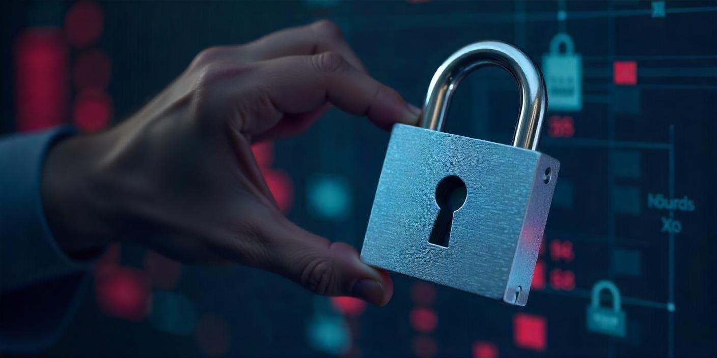 A hand holding a lock