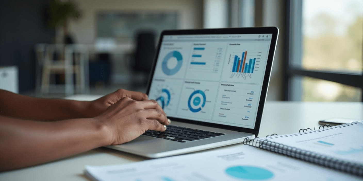 A person reviewing account growth strategy on a laptop