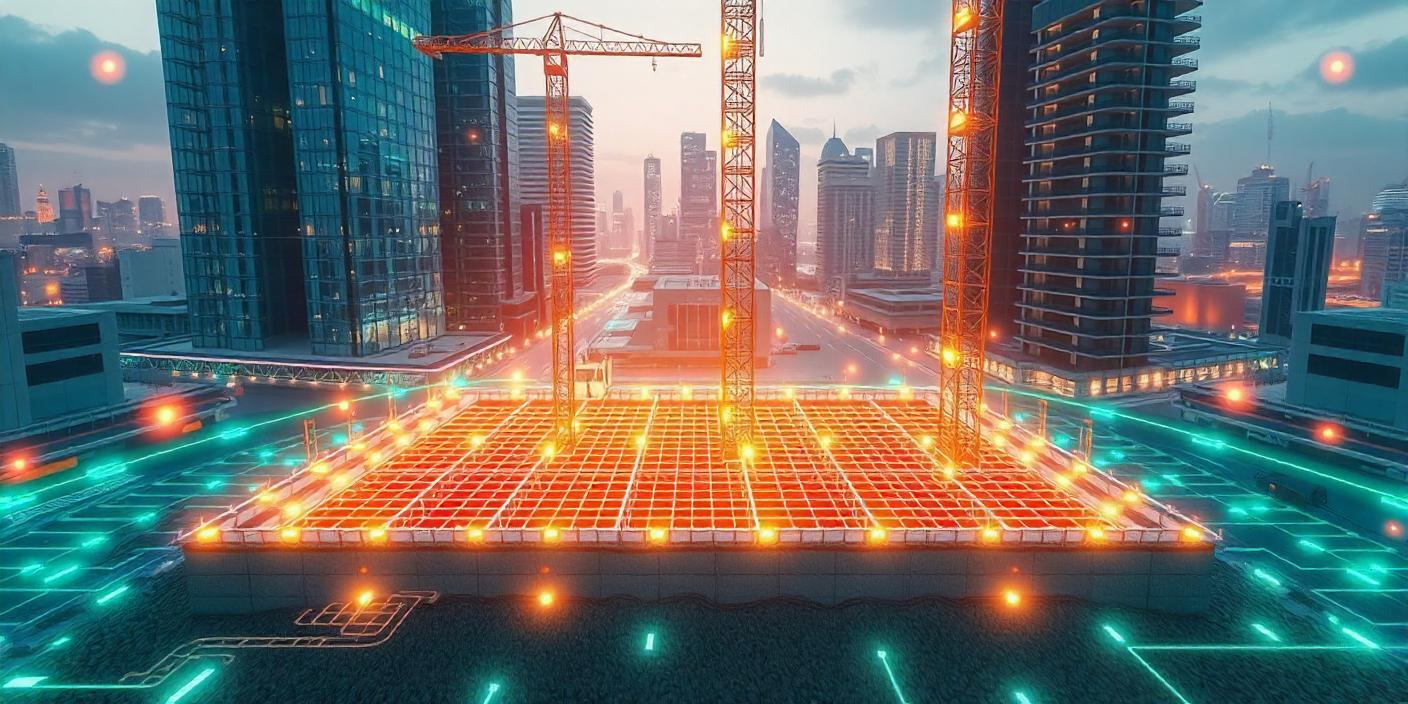 Construction project in a city with data all around