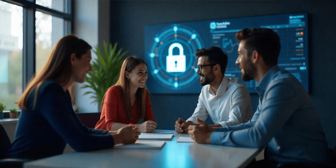 A group collaborating about security best practices.