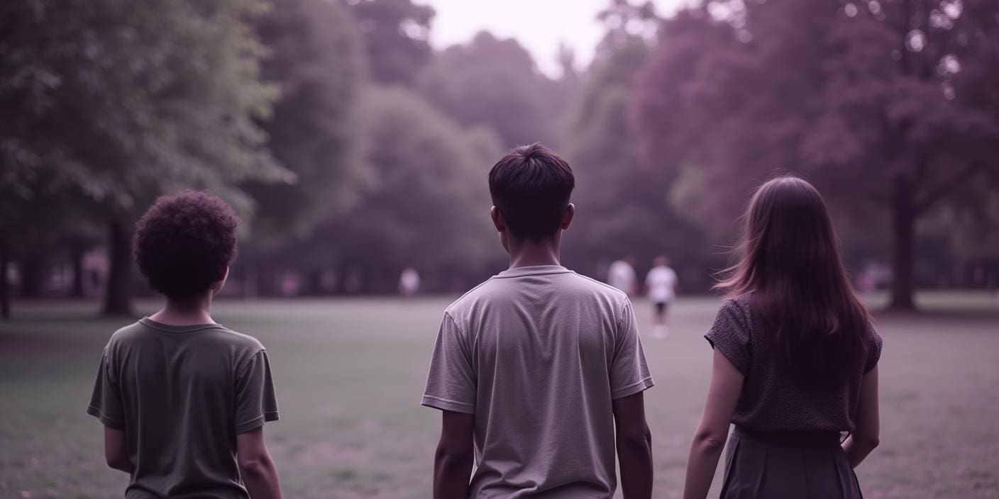 A group of young people staring out to the world