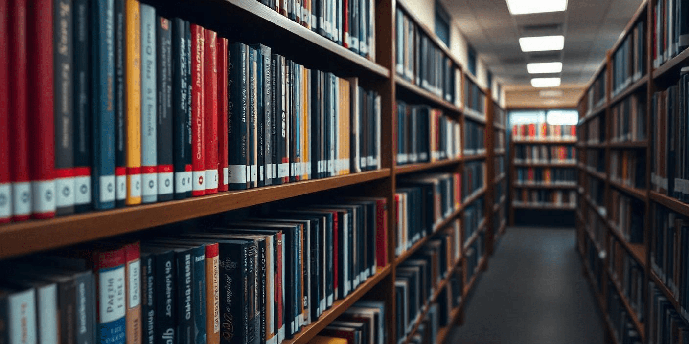 Library with organized books representing Tableau Catalog