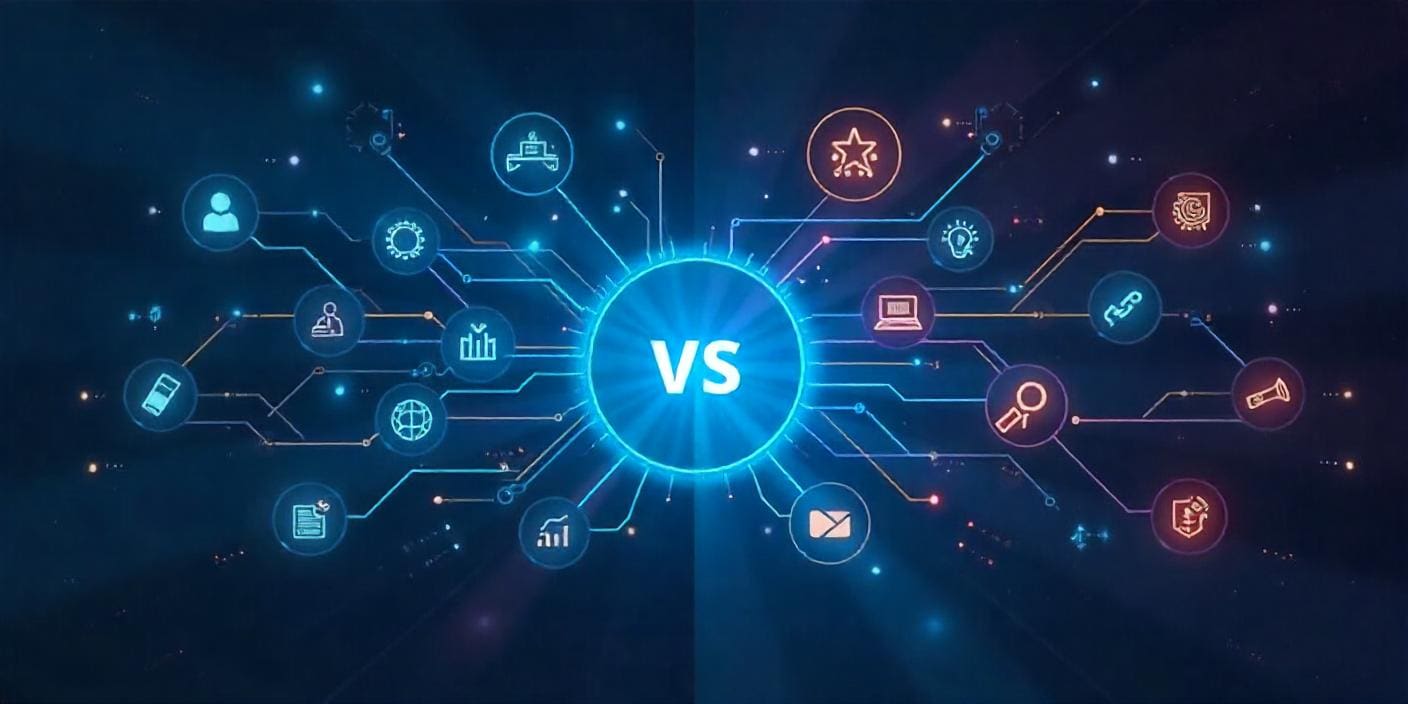 Illustration contrasting CX and customer service.