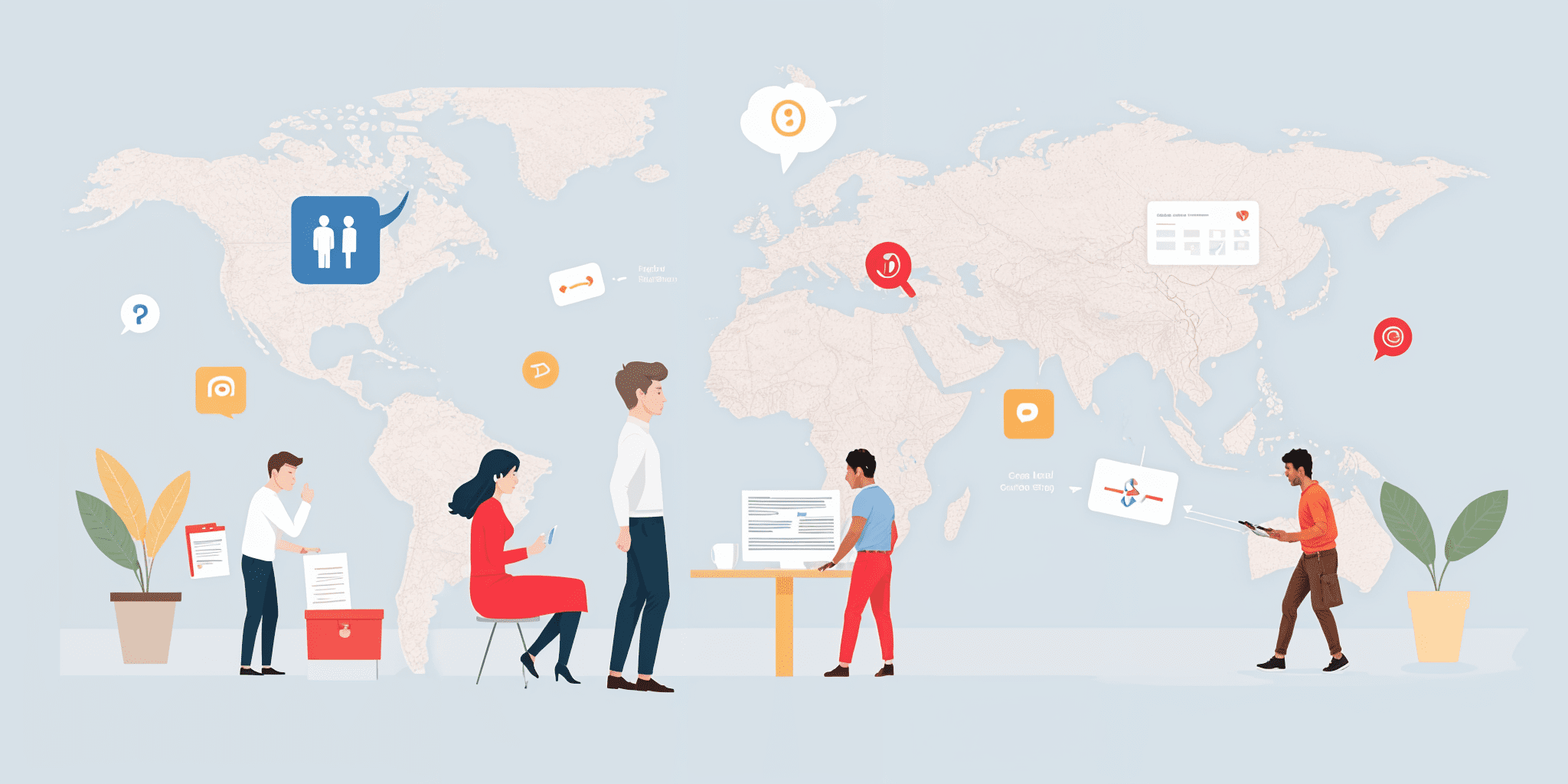 Illustration of CRM process building around the world