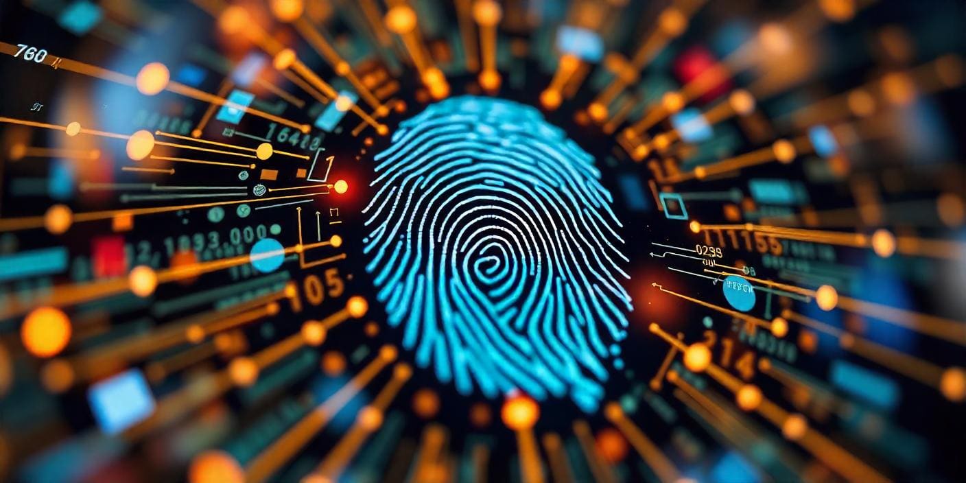 A fingerprint with data around it