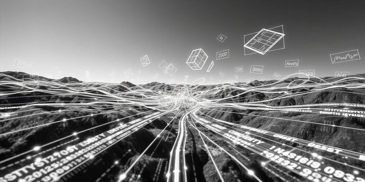 Illustration of data flowing and integrating