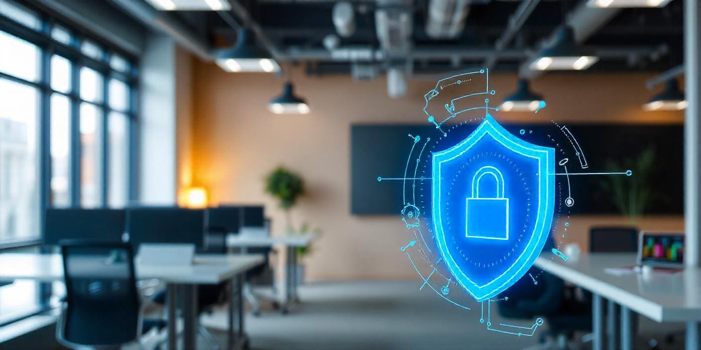 Security lock with an office background