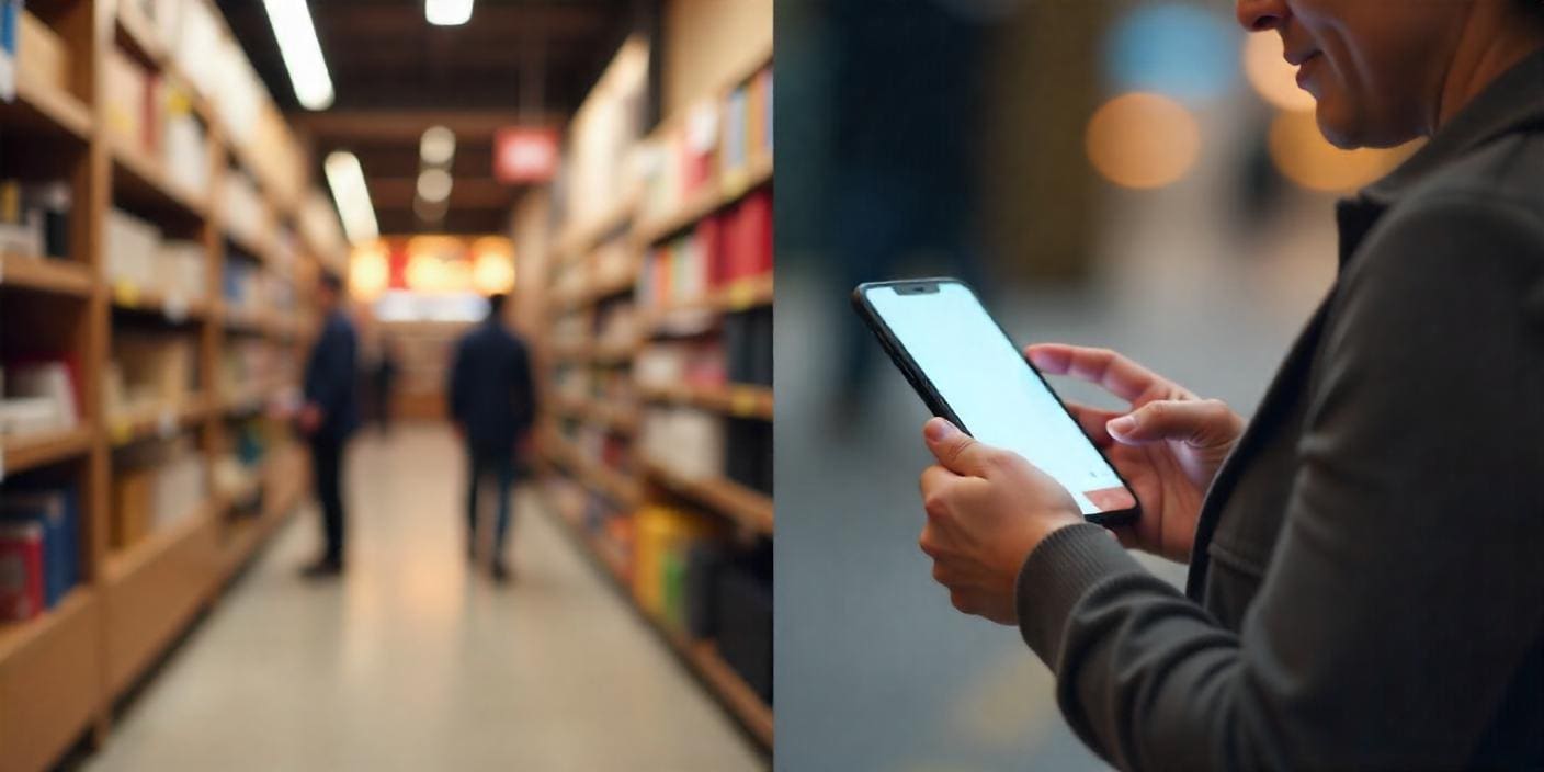 Split screen of different customer experiences
