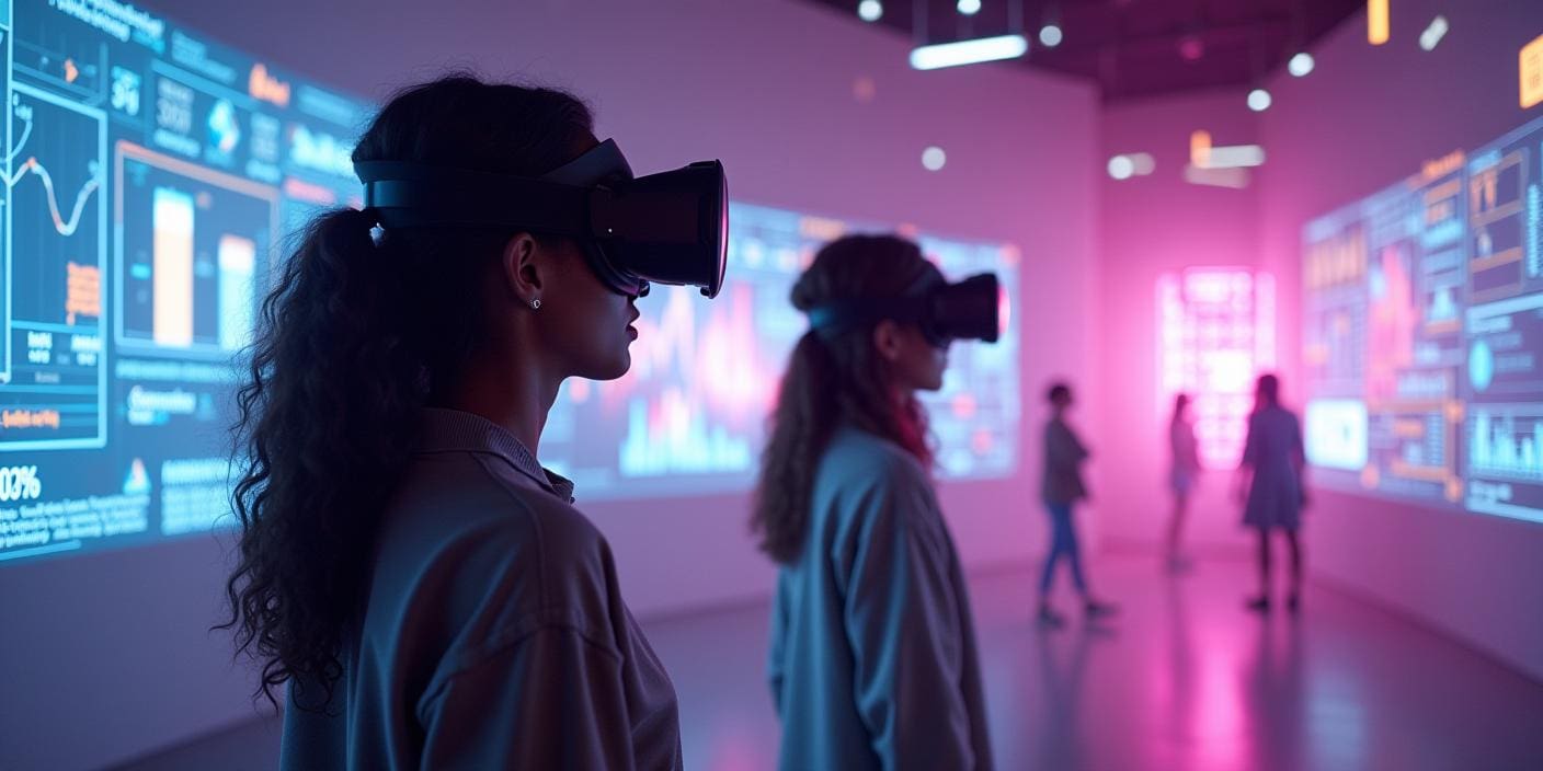 Two business professionals using VR technology