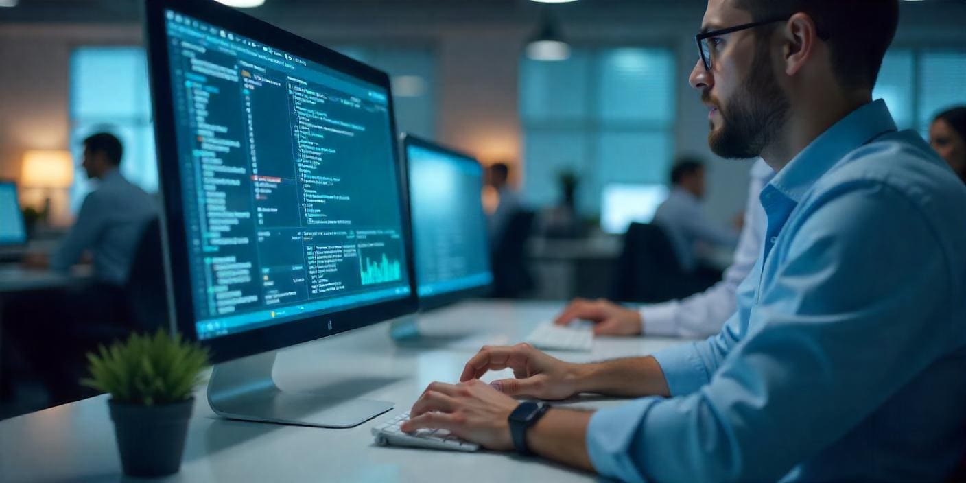 Person using data governance tool on a computer