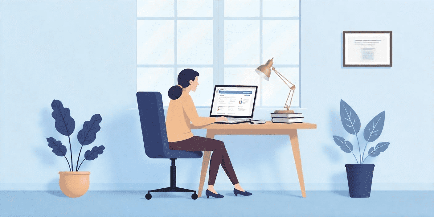 Illustration of an individual taking an online test