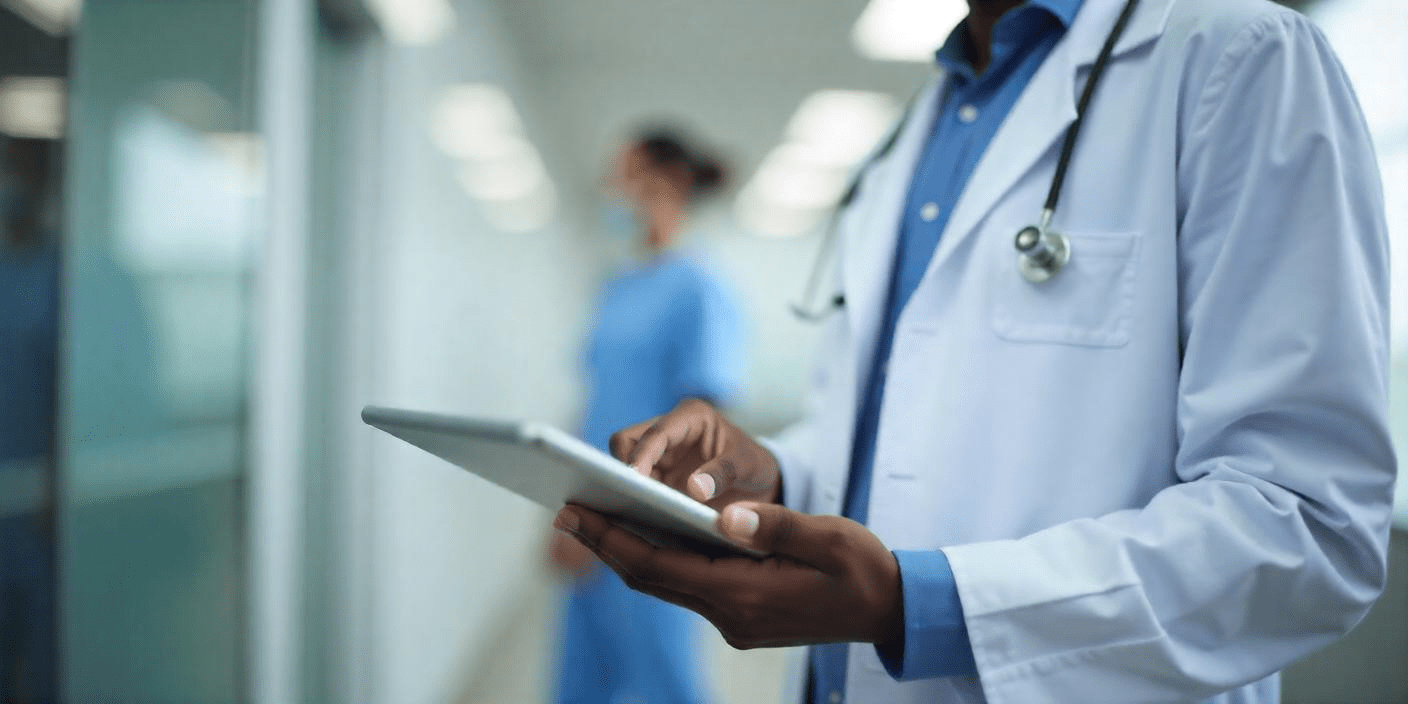 A doctor looking at a patient's medical records