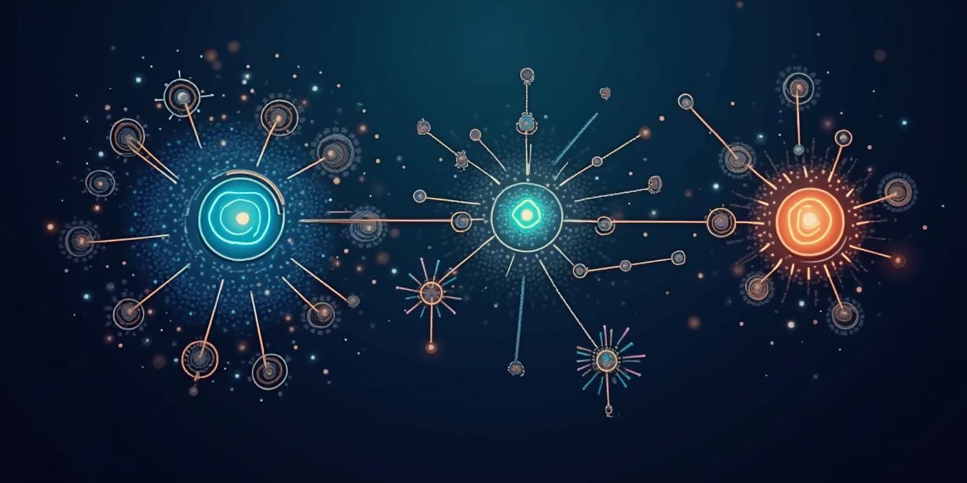 Illustration of decision trees representing AI 