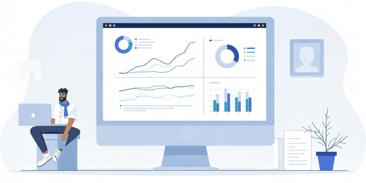 Vibrant marketing dashboard visual showing various analytics metrics