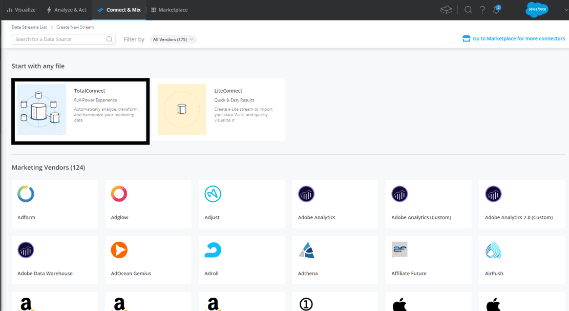 Marketing Cloud Intelligence TotalConnect UI