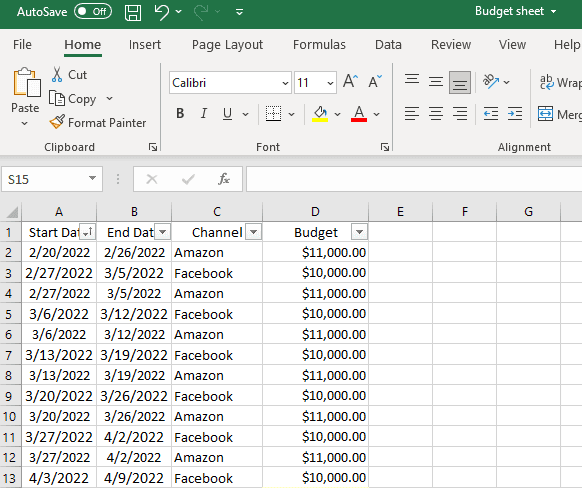 Pacing Chart Excel File