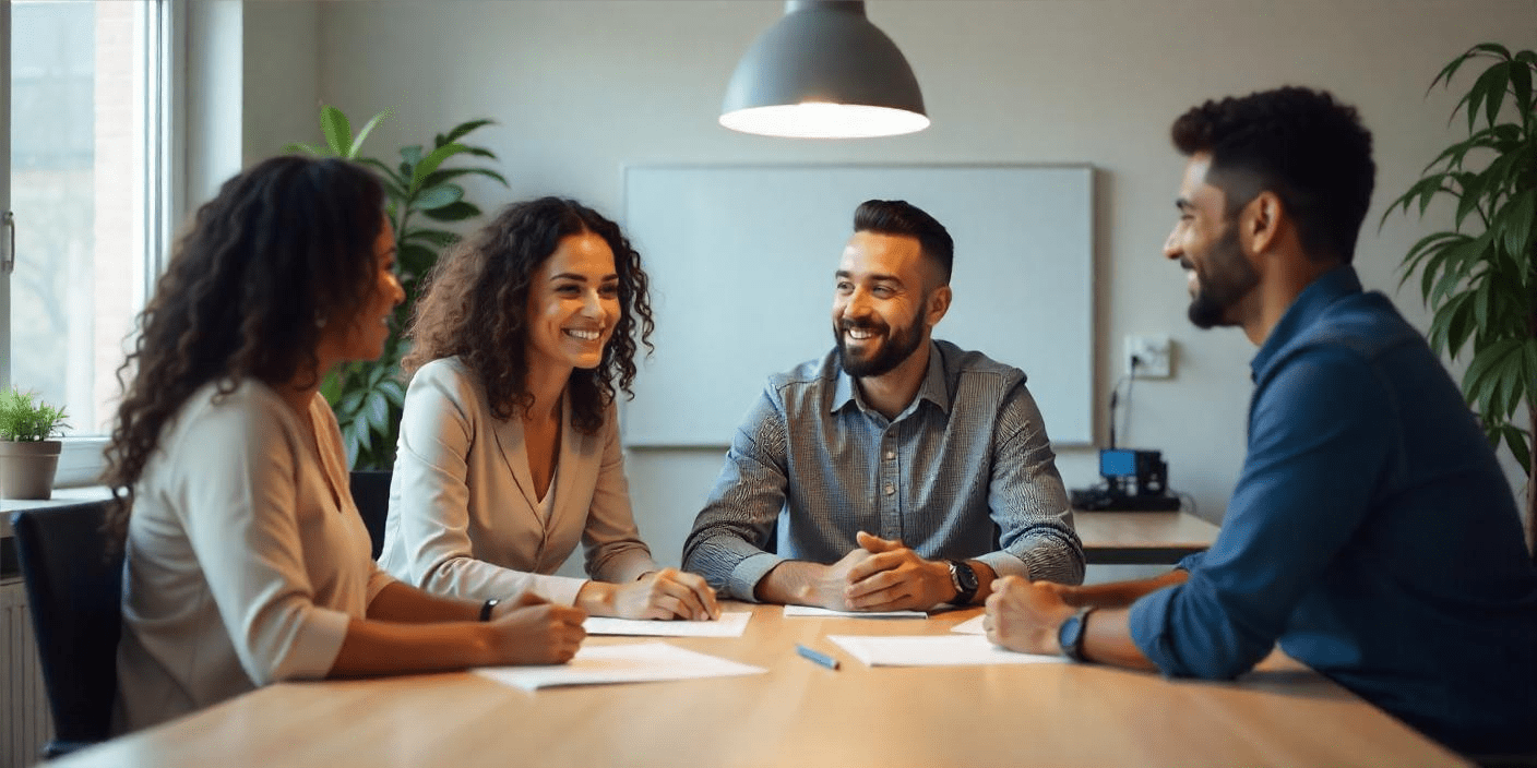 A group working together in an office