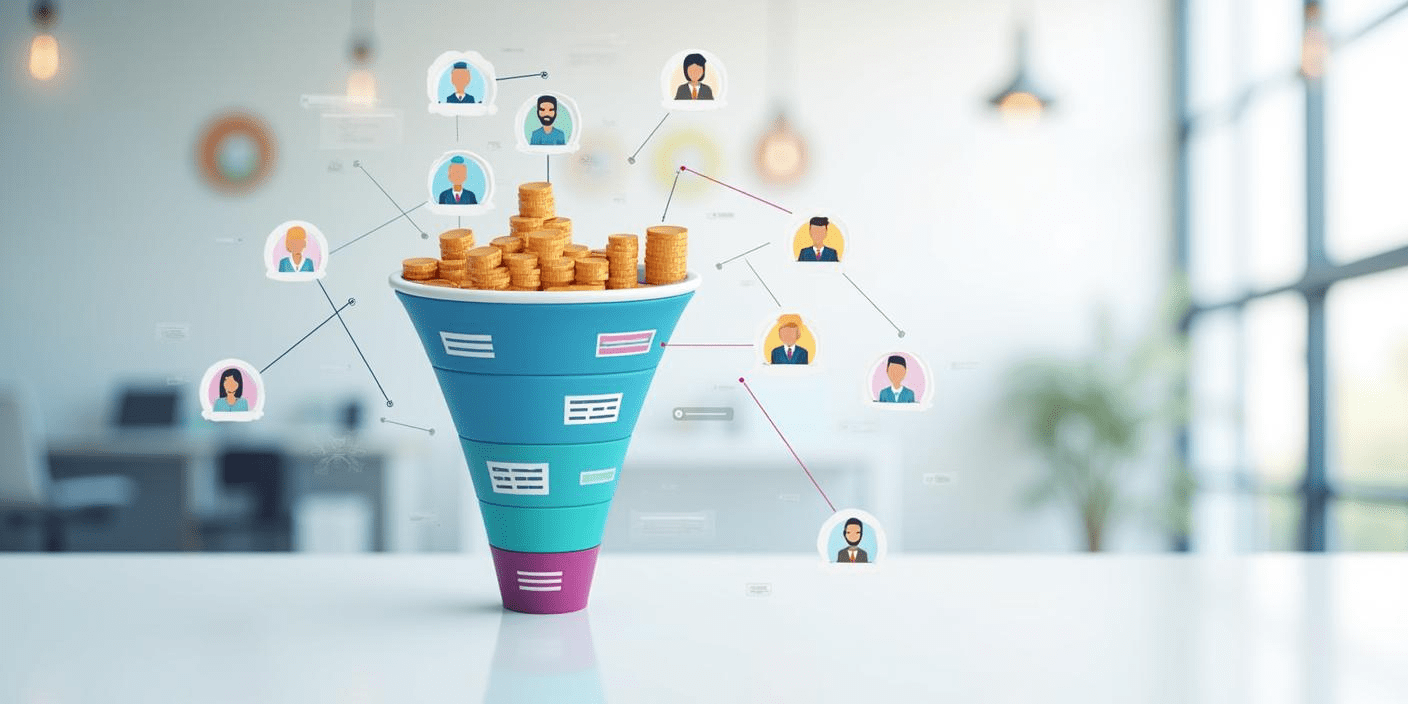 A sales funnel in an office