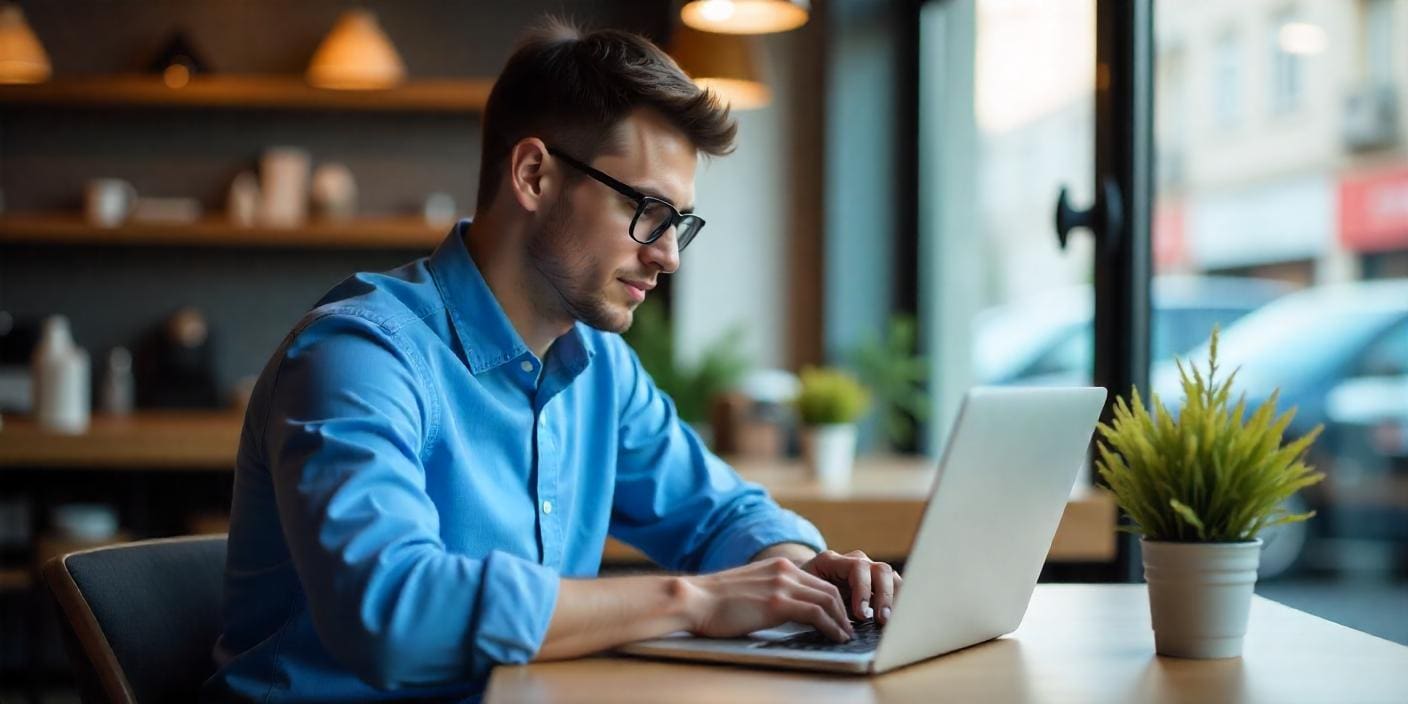 Remote worker at a coffee shop