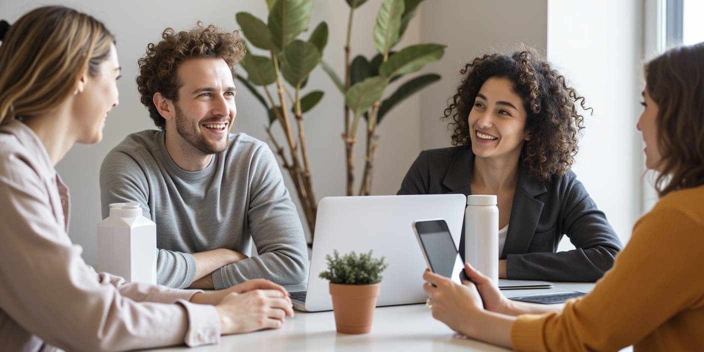 Coworkers working together using CRM system