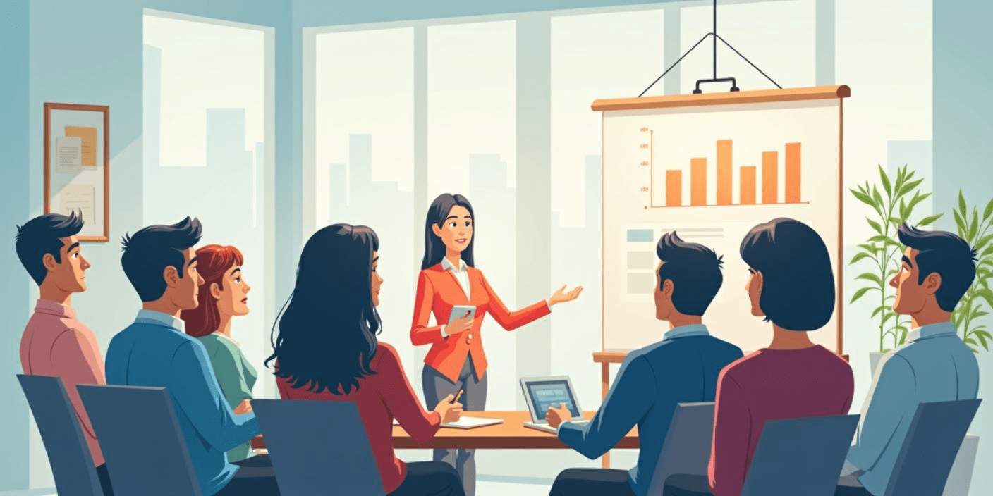 Sales team integrating tools in office