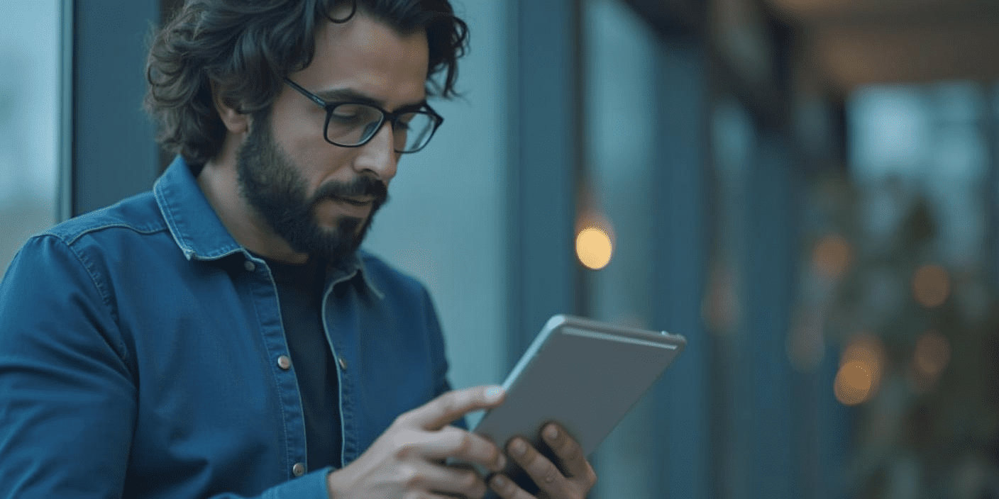 A marketer on a tablet