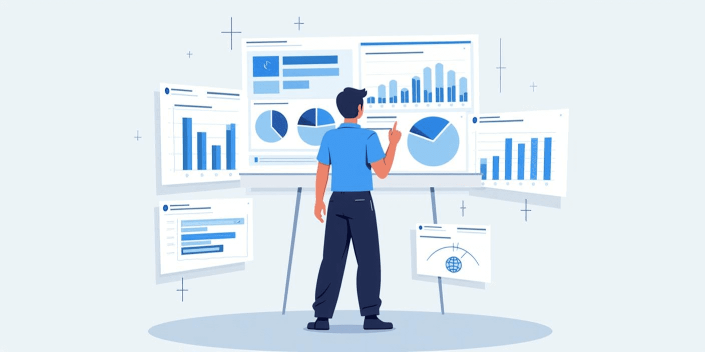 Illustration of an individual measuring marketing roi