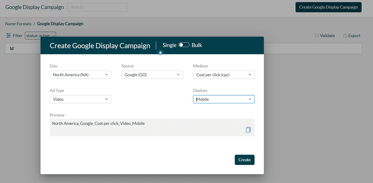 Google URL Builder in CampTag