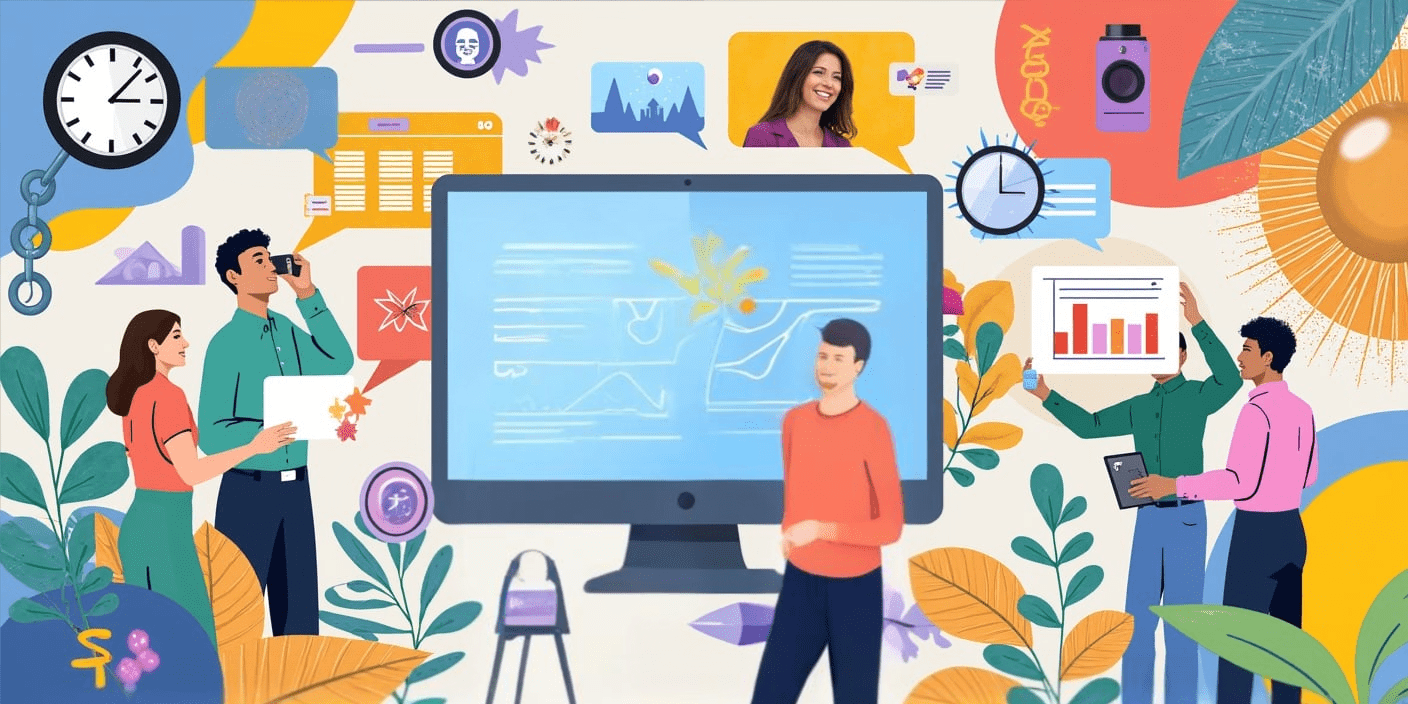 A collage of business professionals working in various roles