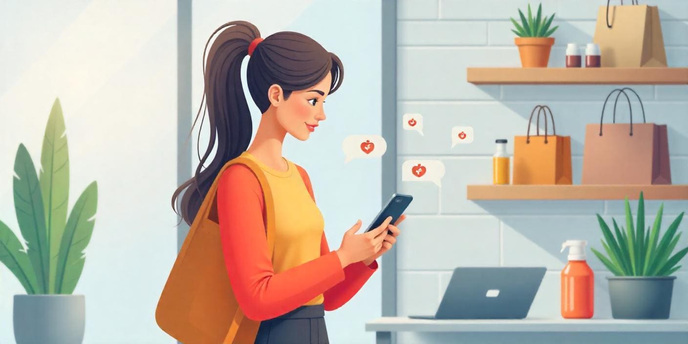 Illustration of customer online shopping