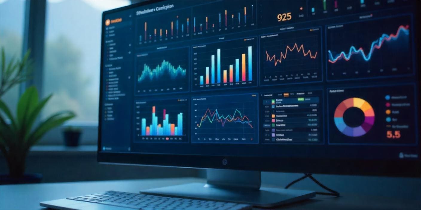 Marketing analytics tools on screen.