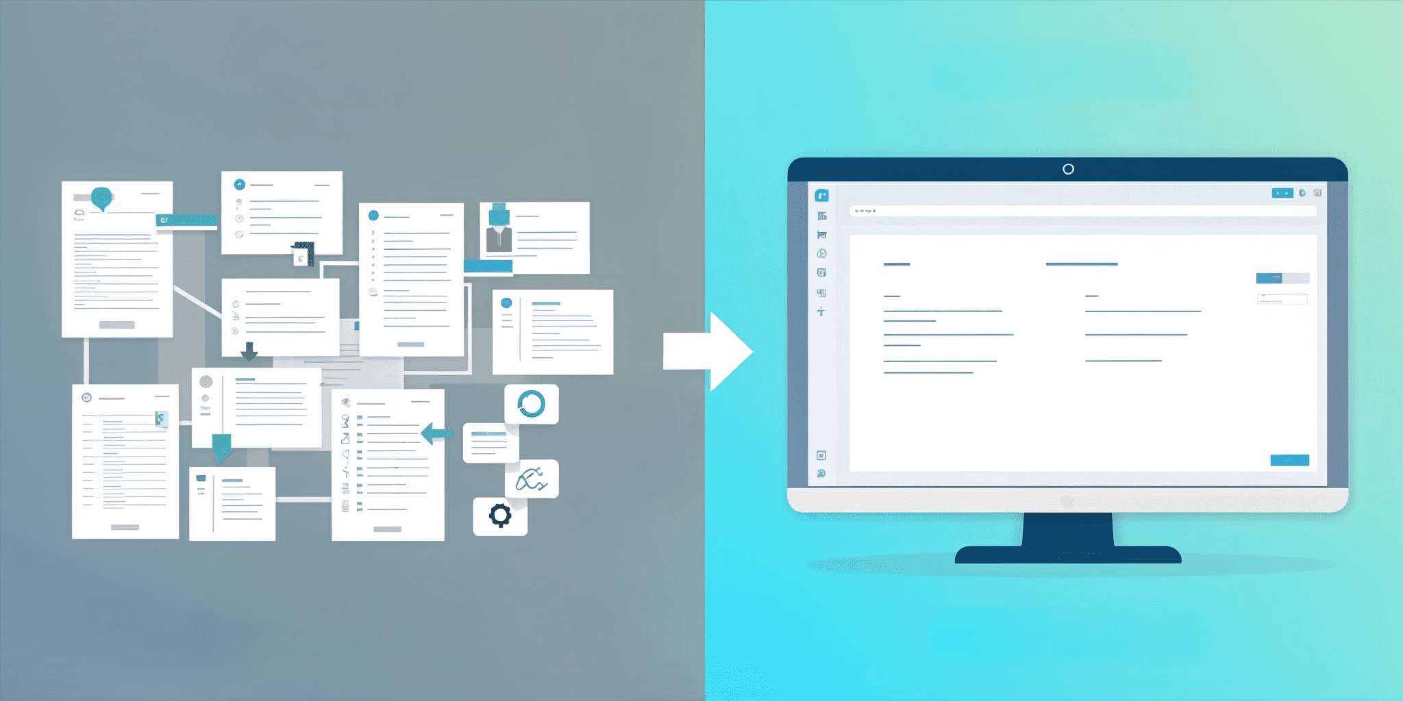 A split screen of complex quoting process and CPQ on the other