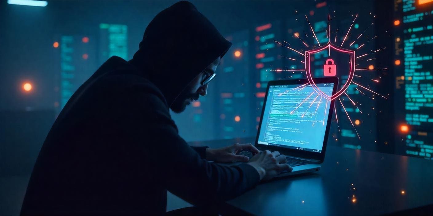 A hacker trying to breach a system